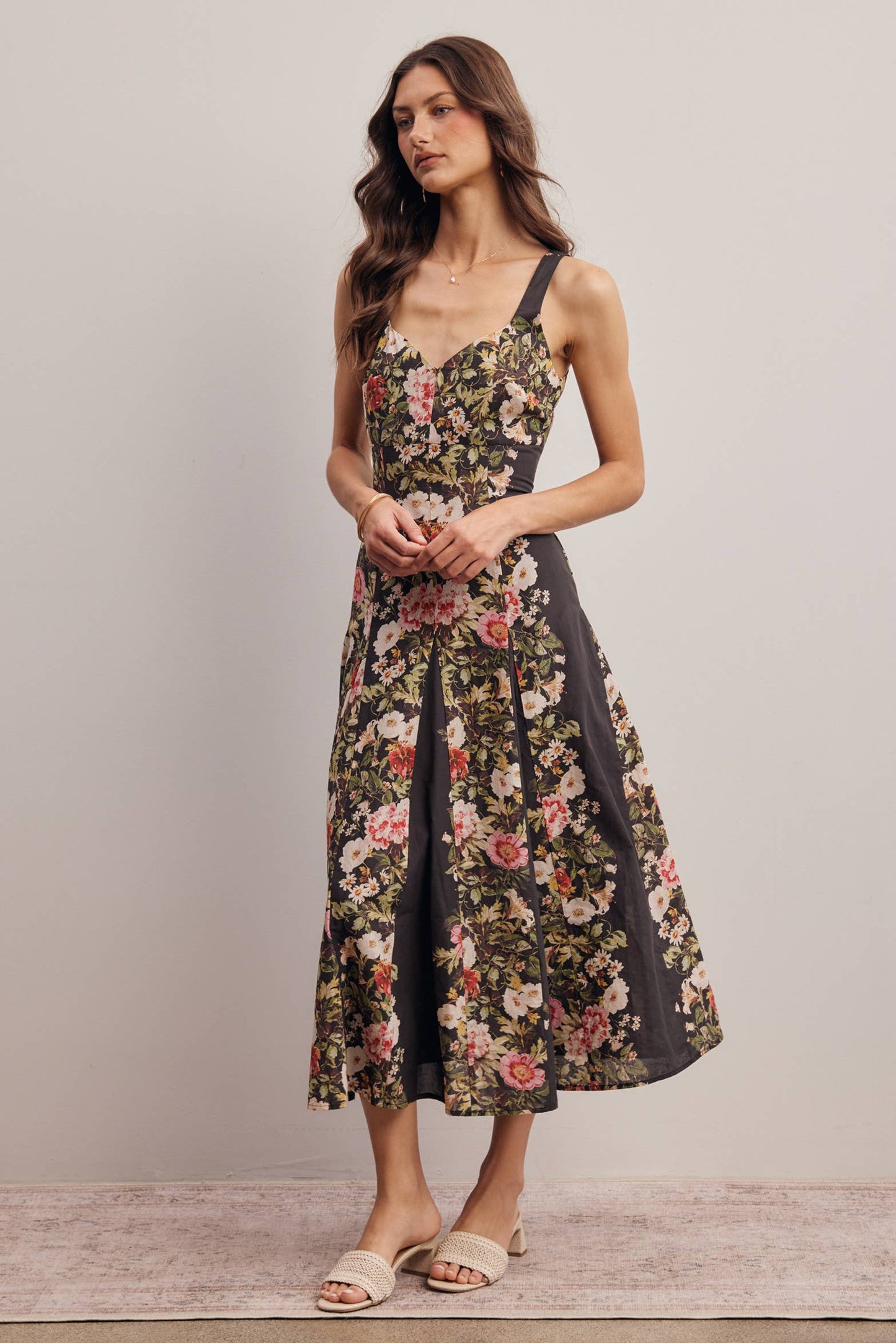 Floral Panel Midi Dress