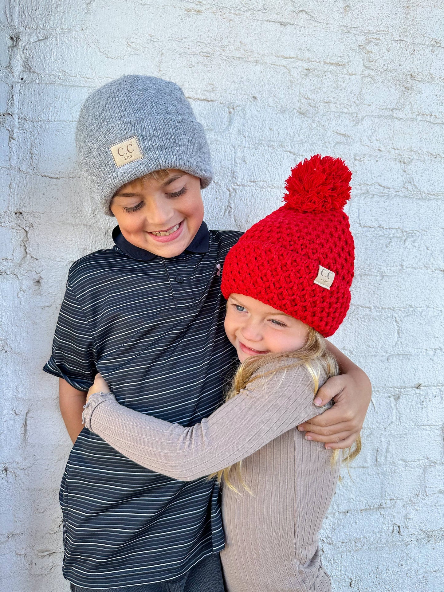 Kids' Soft Ribbed Leather Patch C.C. Beanie