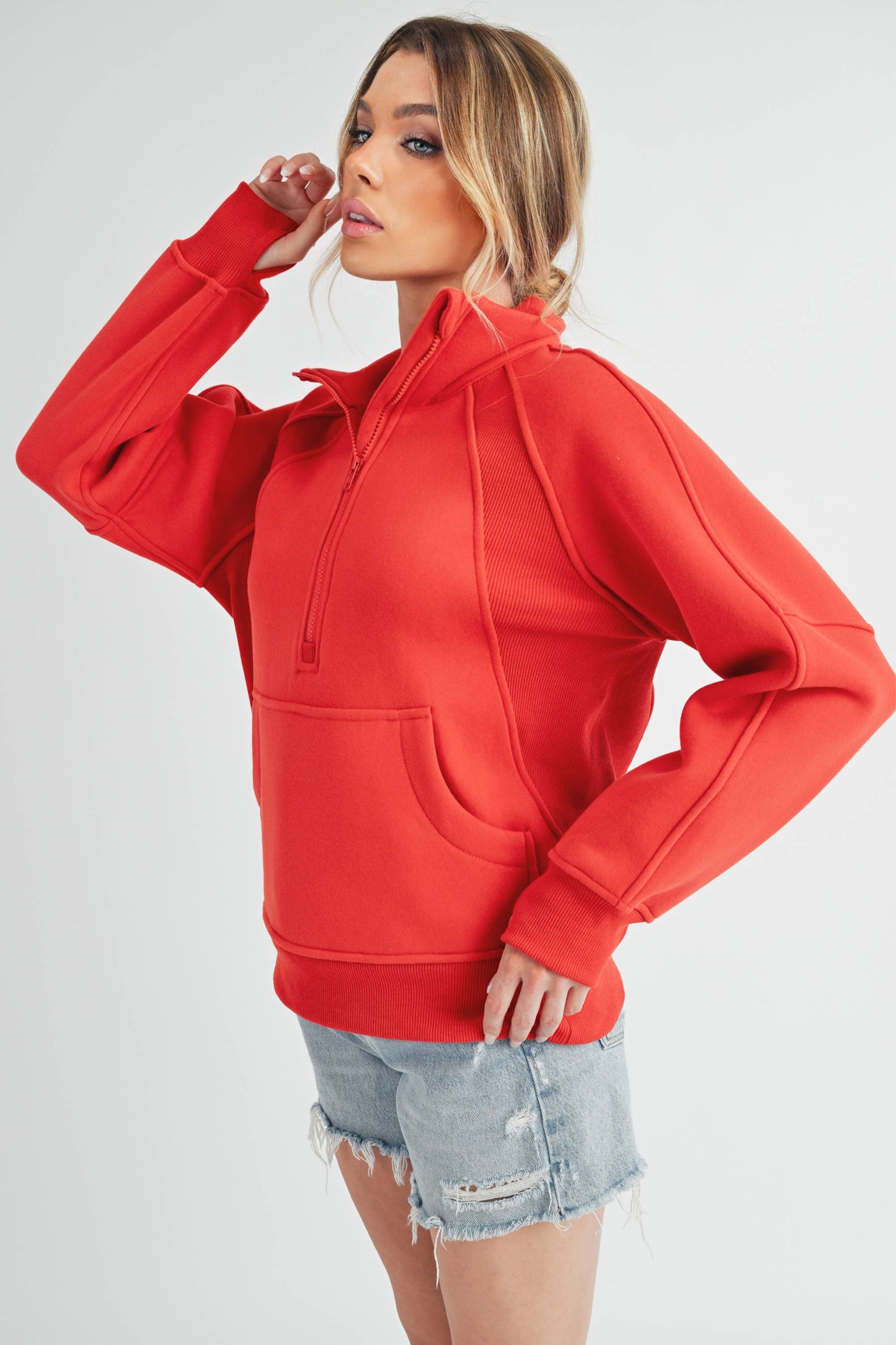Long Funnel Neck Half Zip