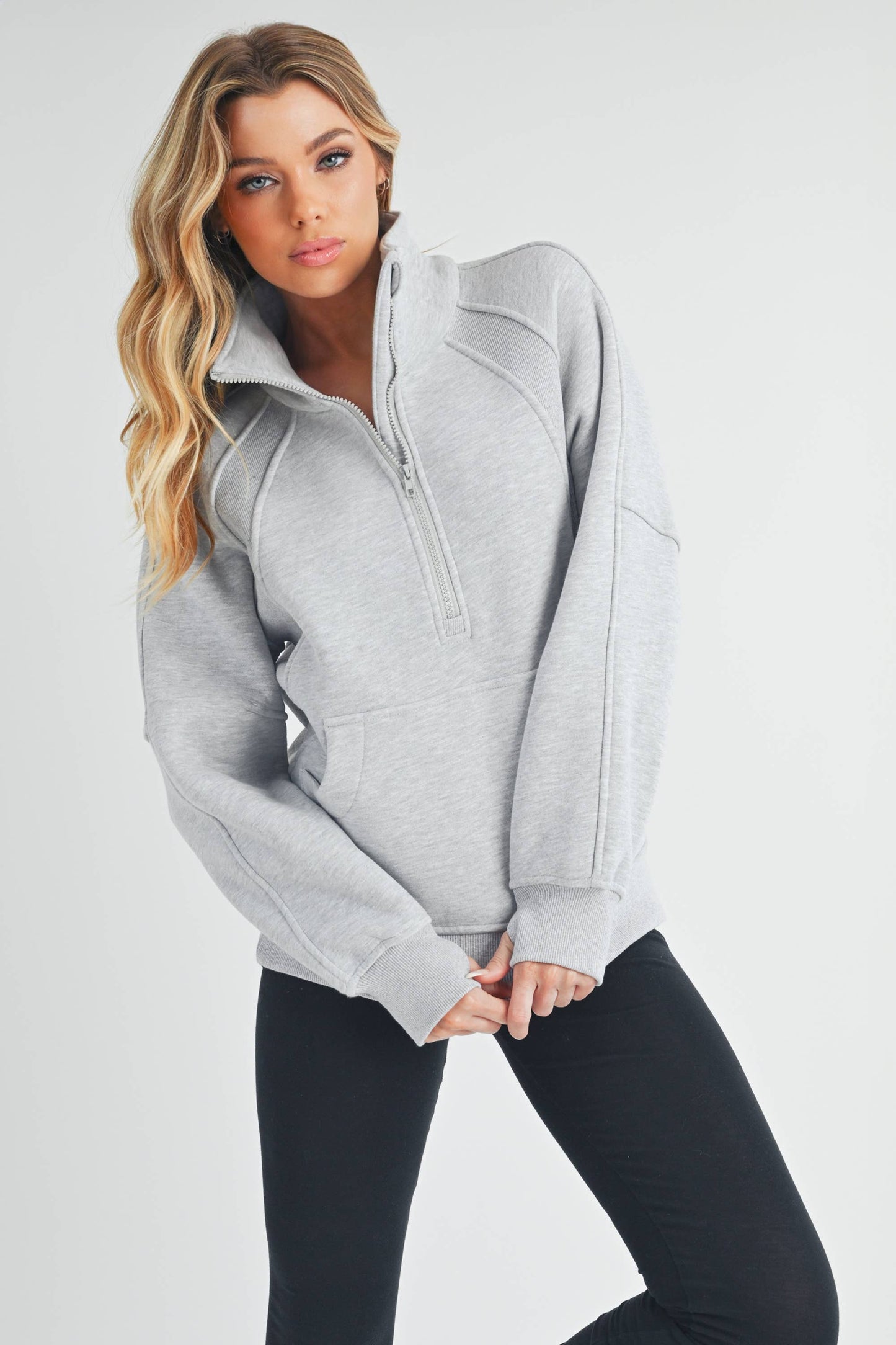 Long Funnel Neck Half Zip