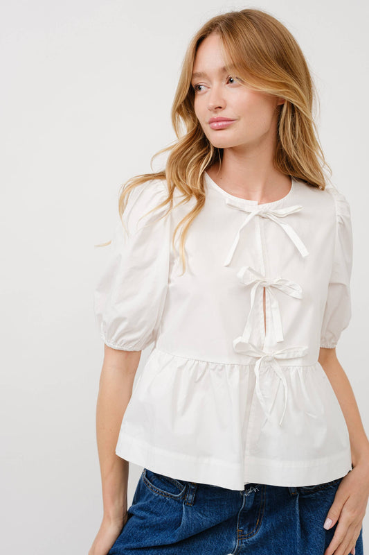 Poplin Front Tie Blouse