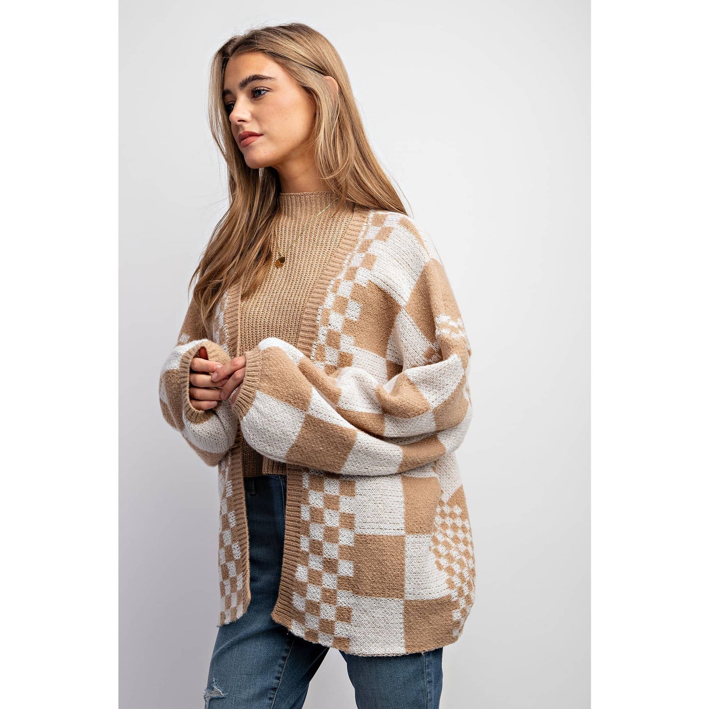 Checker Knit Cardigan