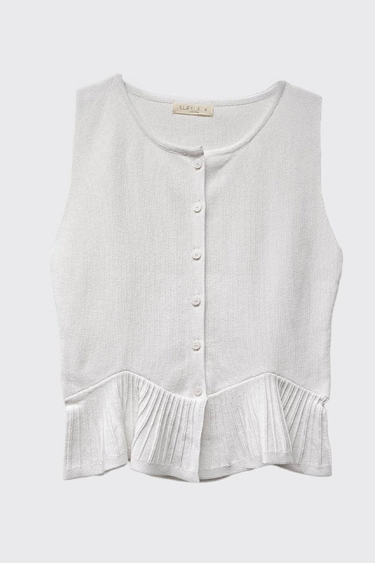 Everyday Comfort Knit Ruffle Hem Cardigan Sweater Tank