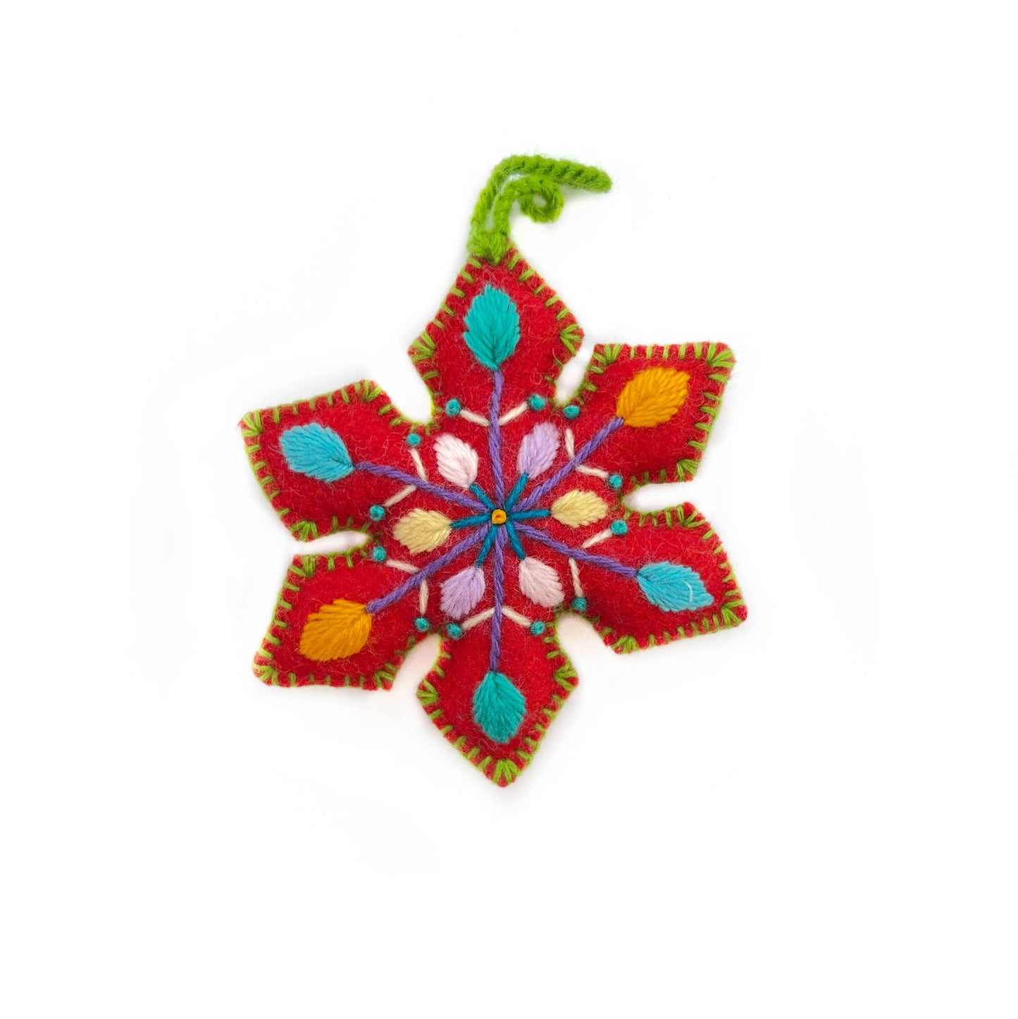 Colorful Pointed Snowflake Embroidered Christmas Ornament