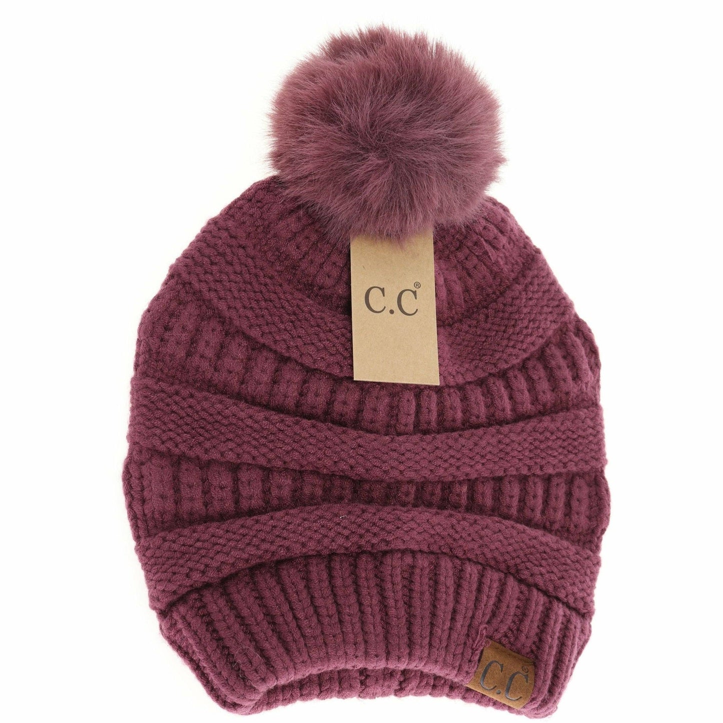 Super Soft Matching Fur Pom C.C Beanie