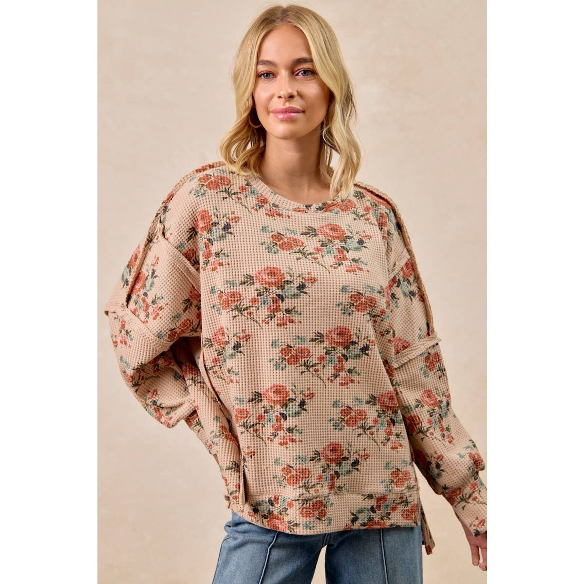 Floral Print Waffle Shirt