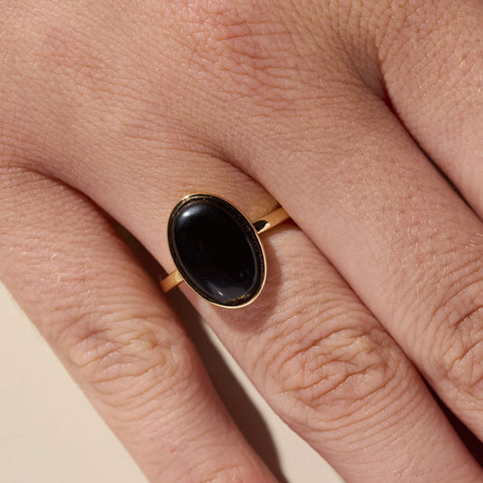 Black Oval Stone Ring