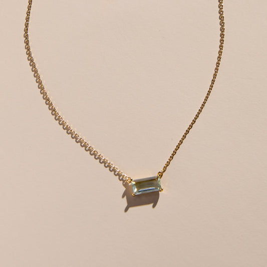 Blue Baguette Stone Necklace