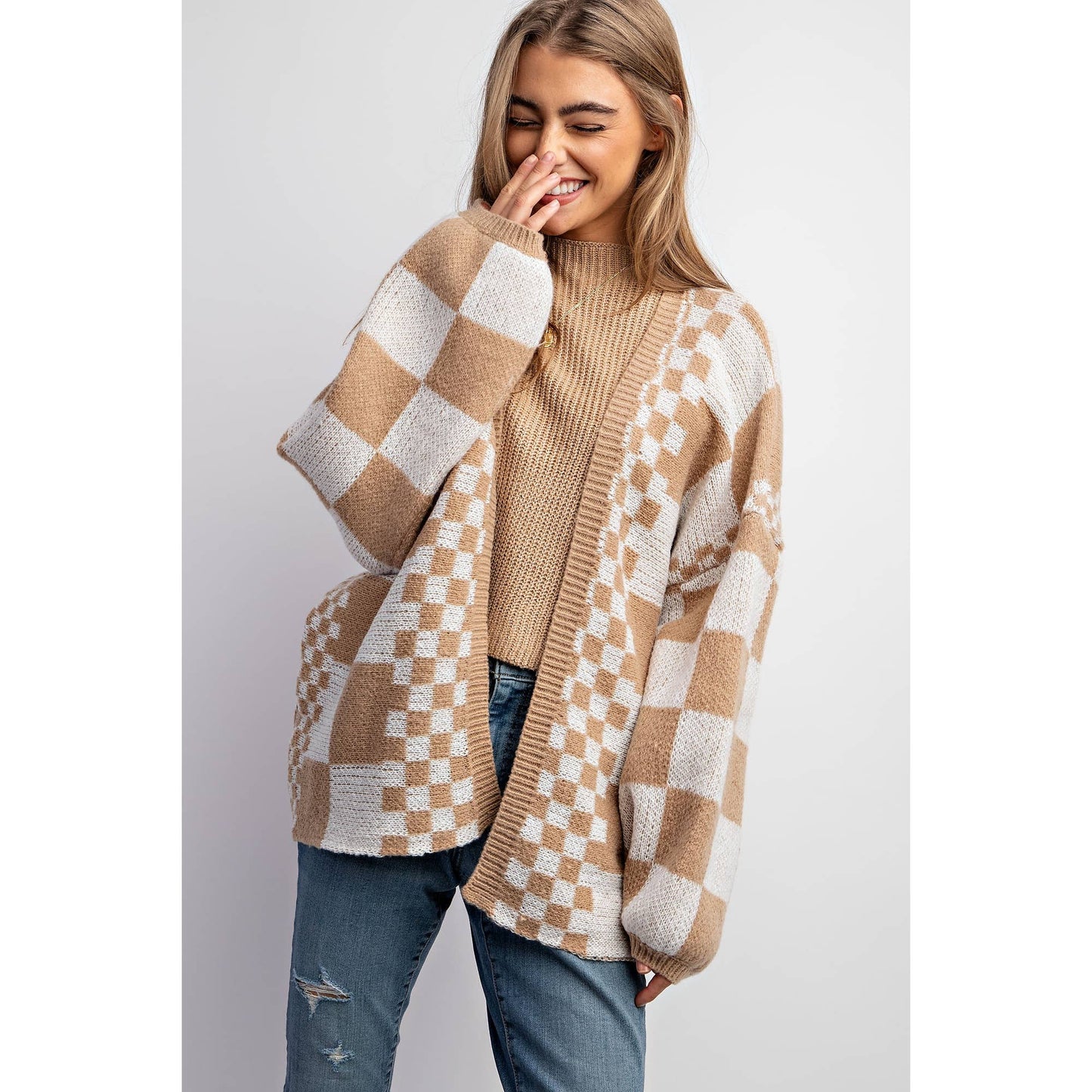 Checker Knit Cardigan