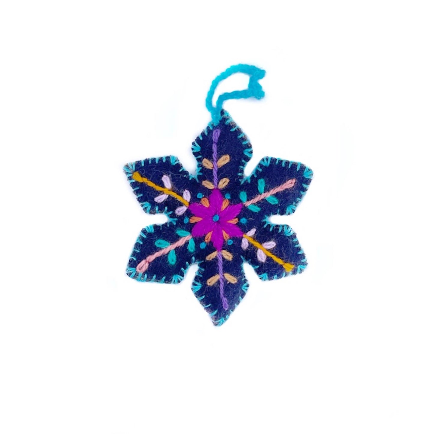 Colorful Pointed Snowflake Embroidered Christmas Ornament