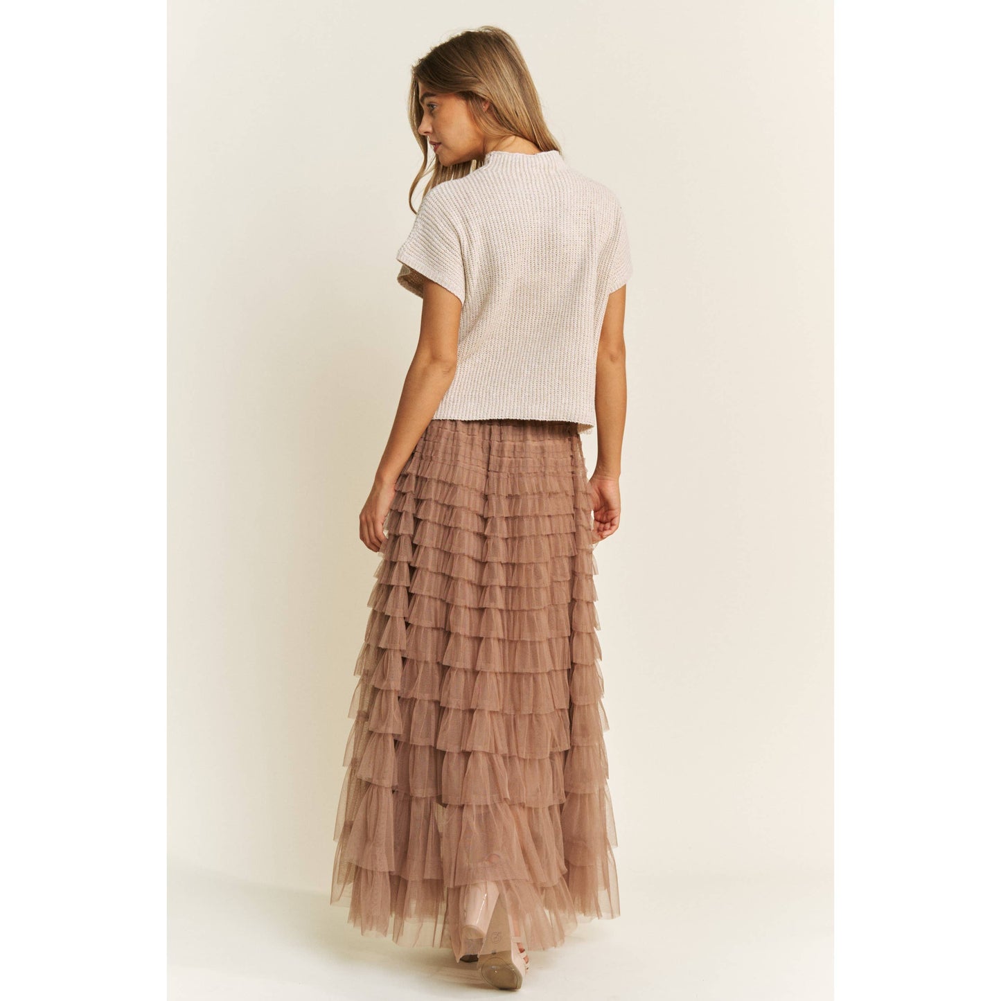 CASCADING TULLE MESH TIERED MAX SKIRT