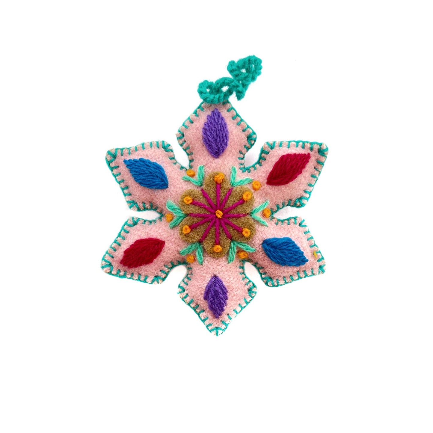 Colorful Pointed Snowflake Embroidered Christmas Ornament