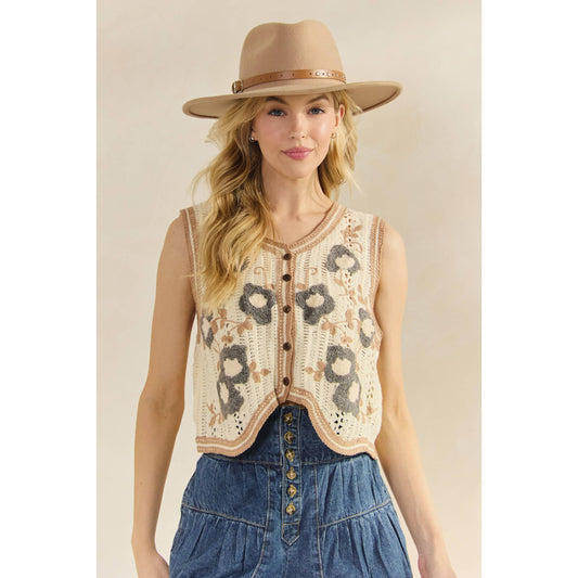 Floral Crochet Vest