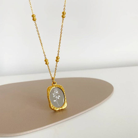 Mirror Rose Titanium Steel Necklace