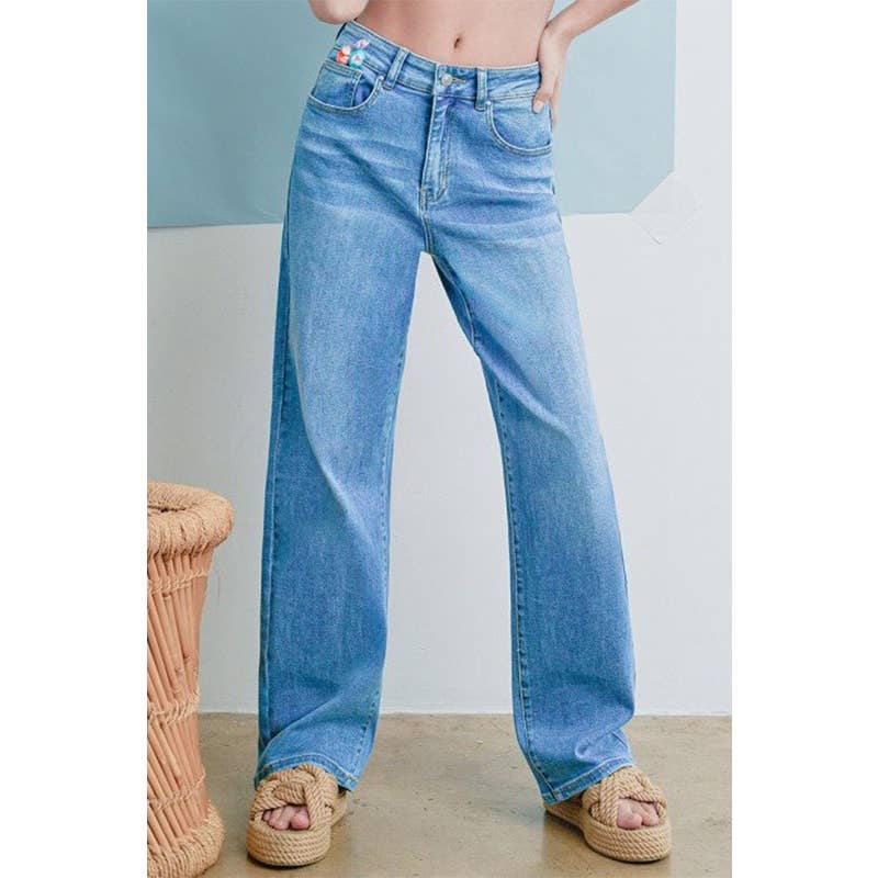 Wax Jeans-Straight Wide Leg Jeans