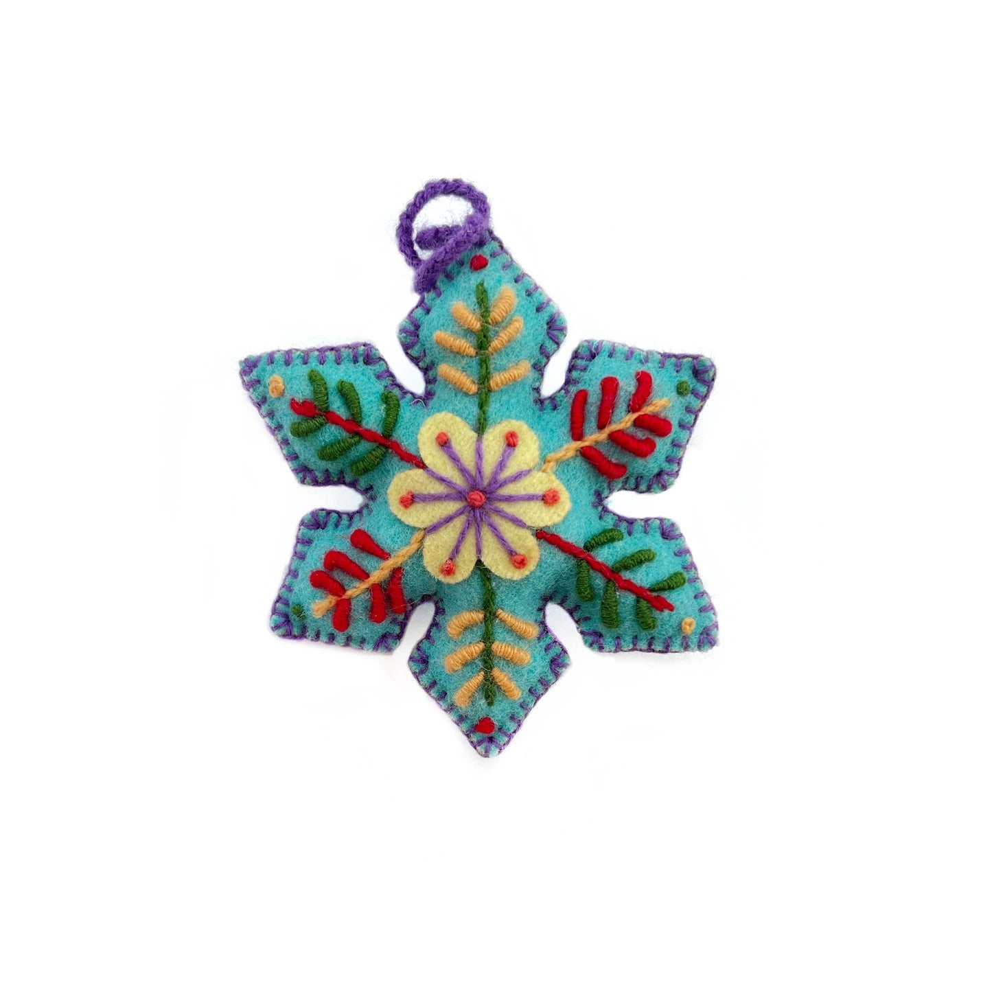 Colorful Pointed Snowflake Embroidered Christmas Ornament