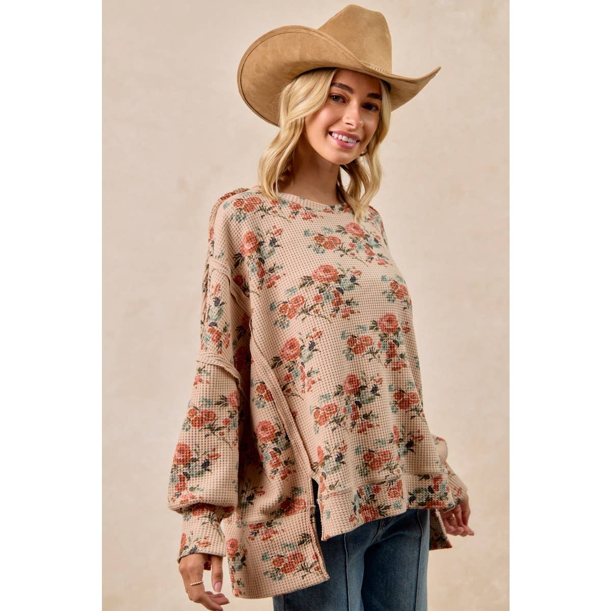 Floral Print Waffle Shirt