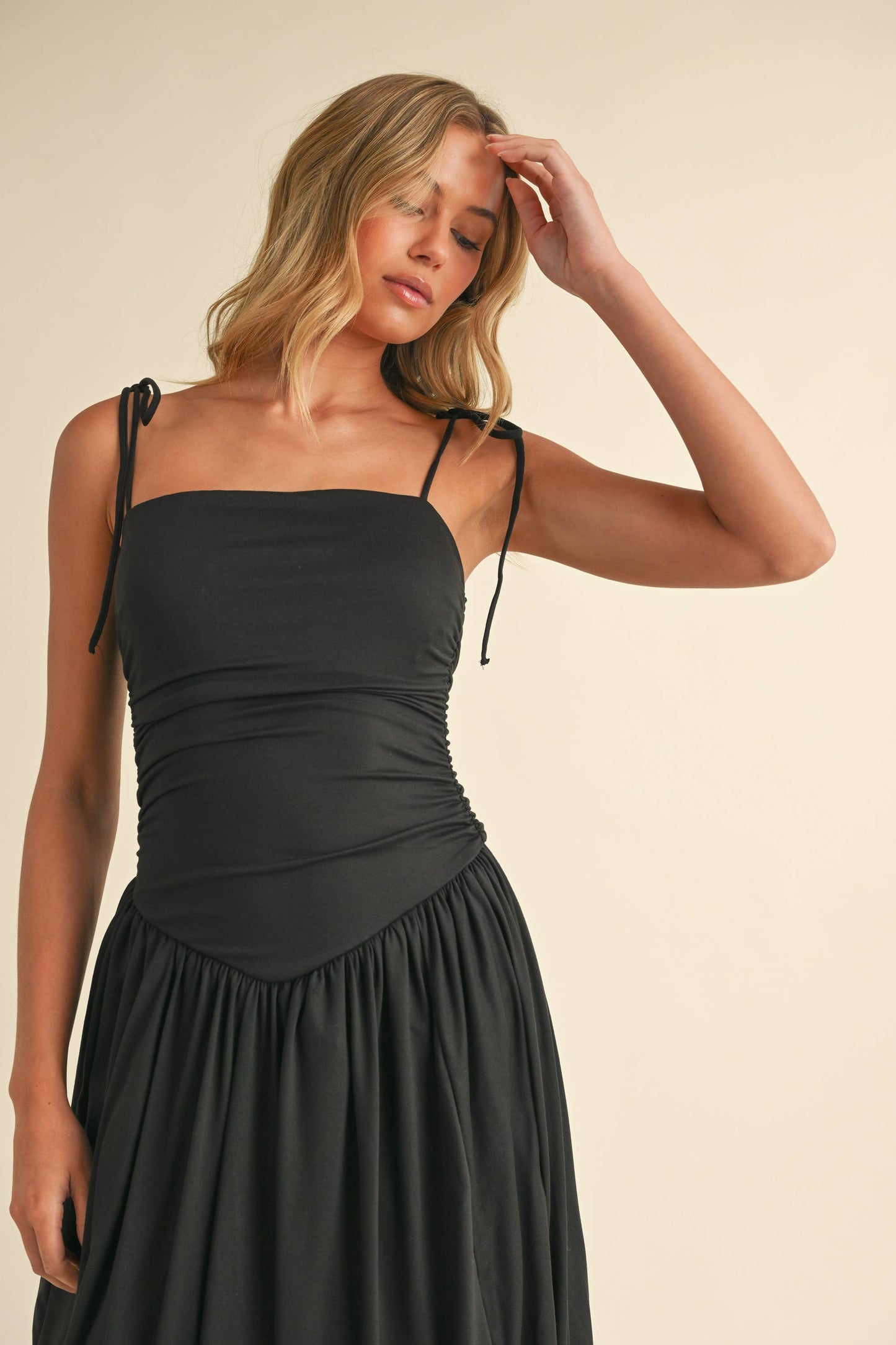 Ruched Sleeveless Top Balloon Midi Dress