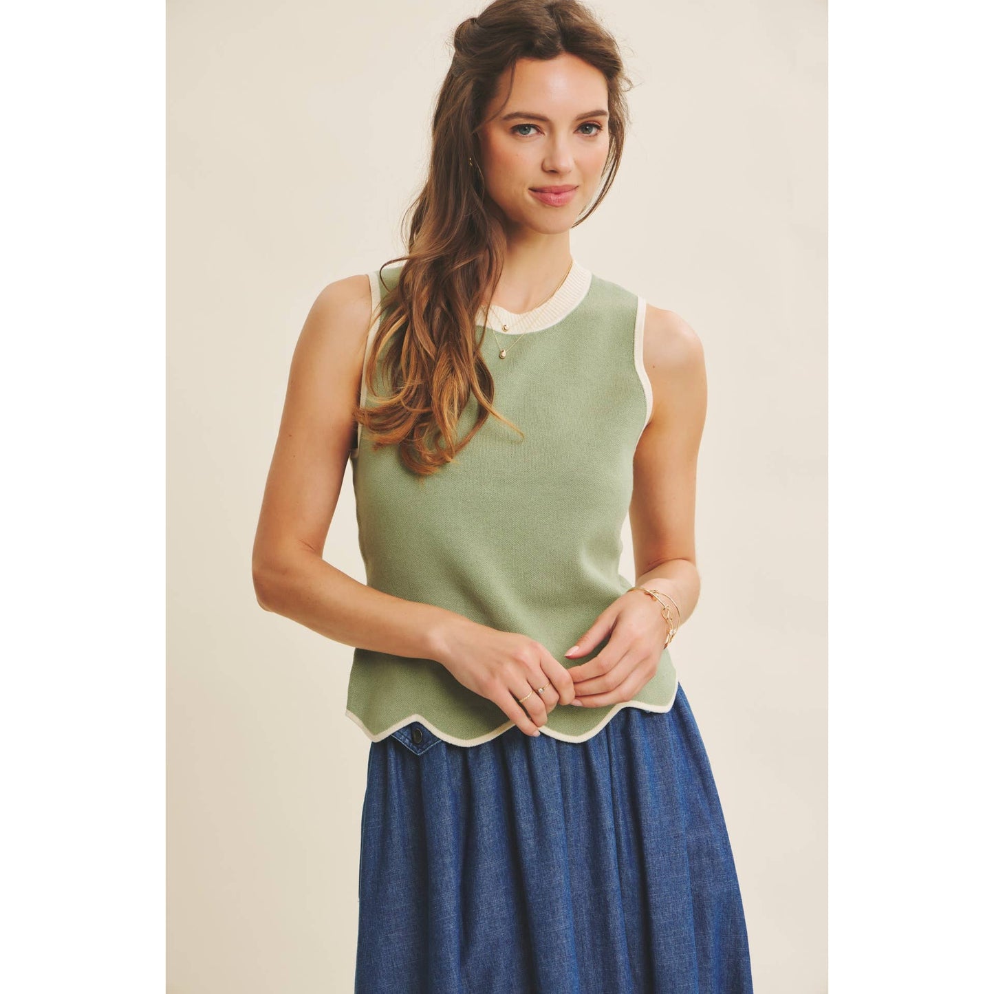 Scallop Sweater Tank Top