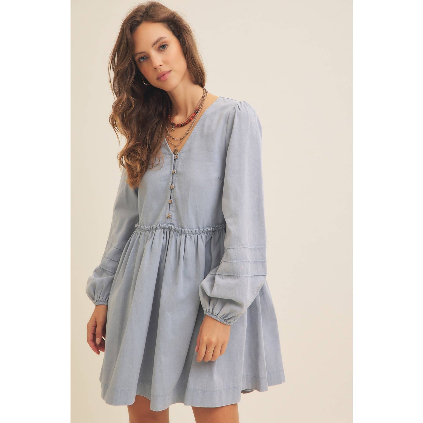 Cotton Acid Washed Mini Dress