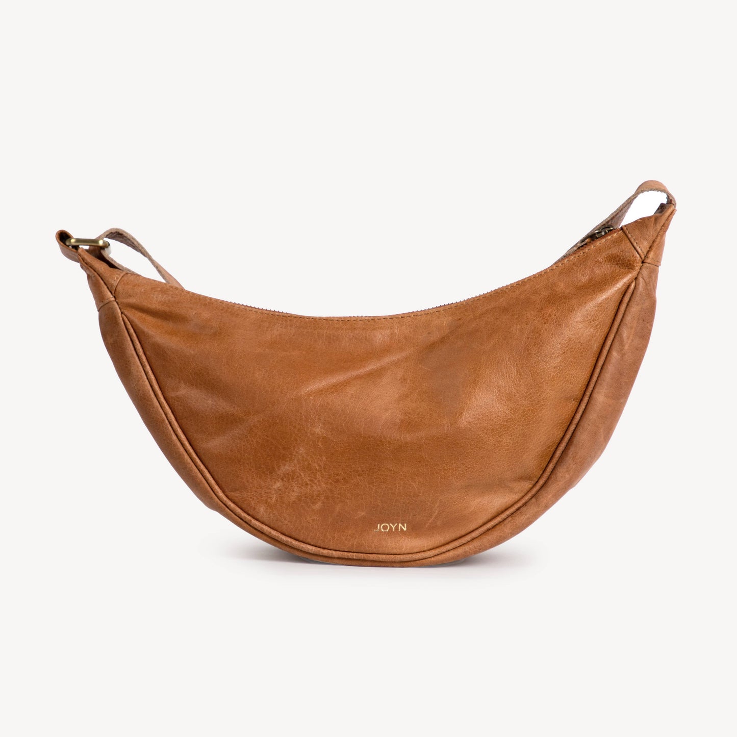 Leather Moon Sling Bag - in Camel