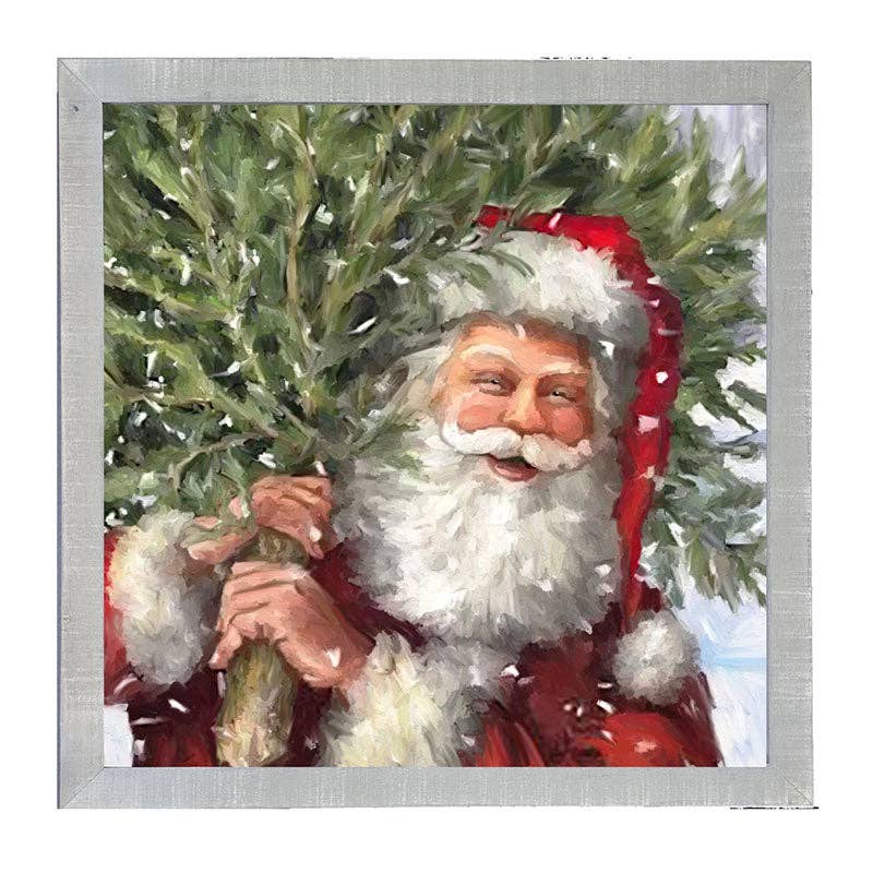 Classic Santa carrying tree