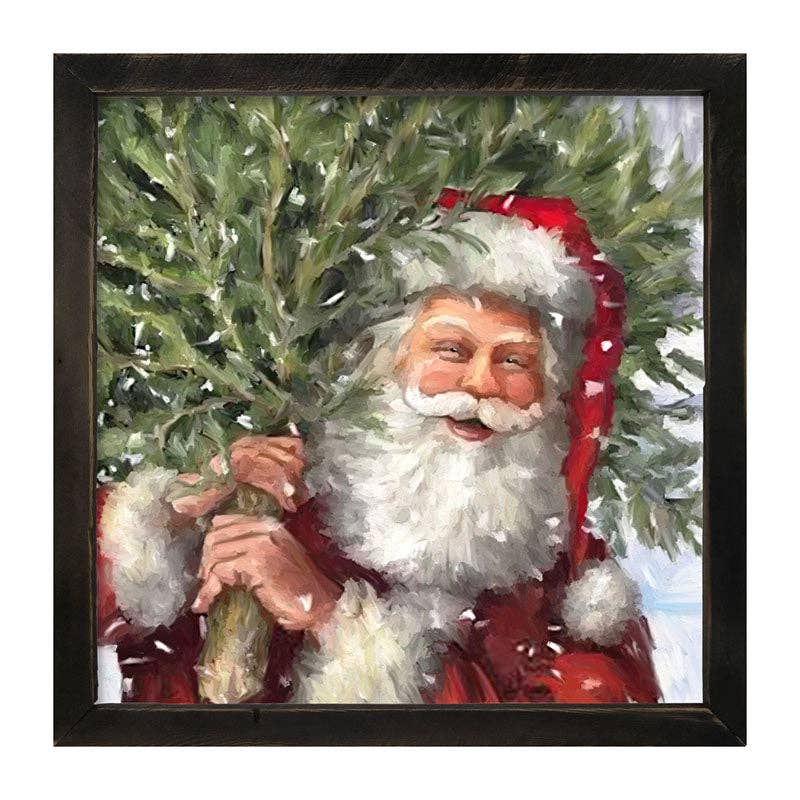 Classic Santa carrying tree