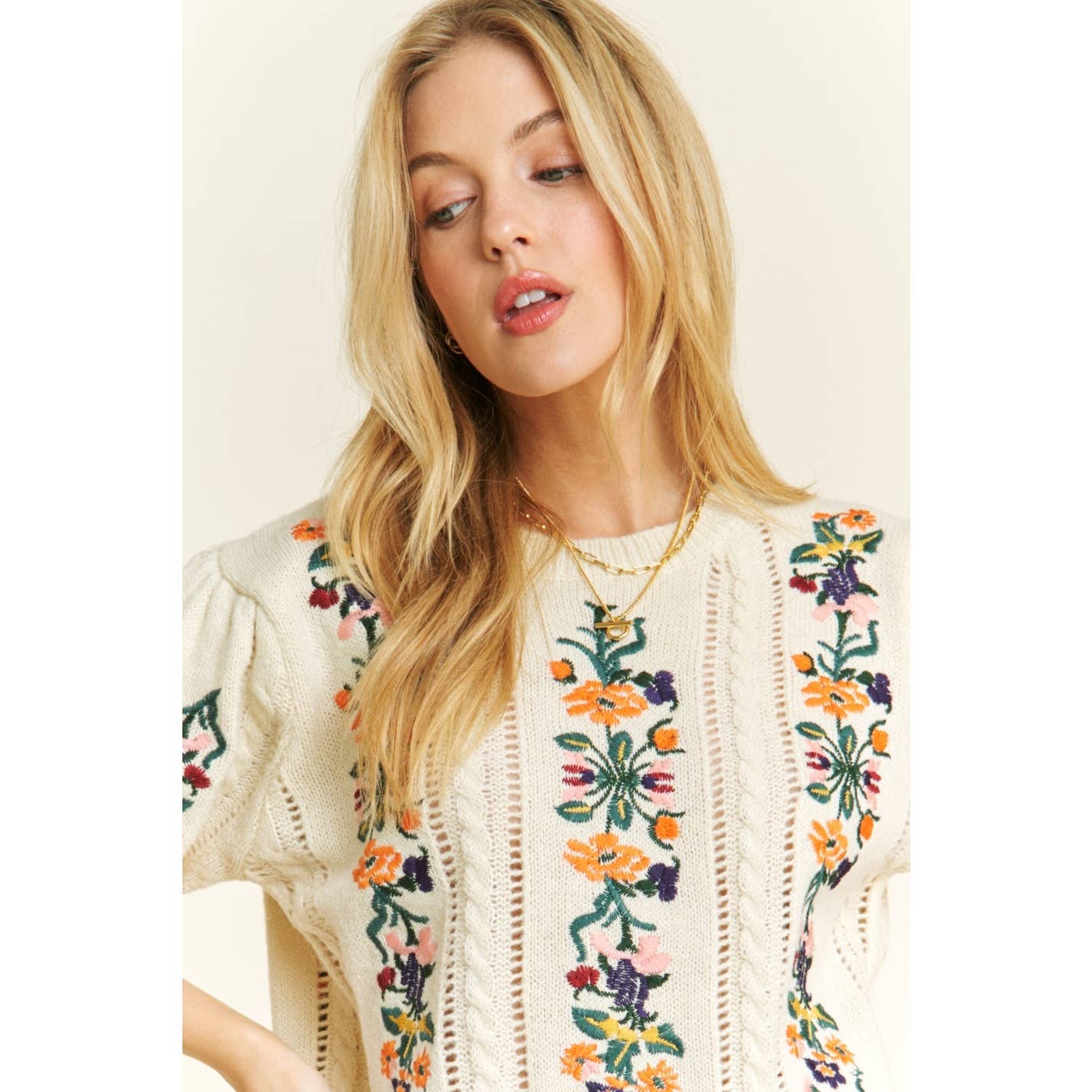 Floral Embroidery Sweater