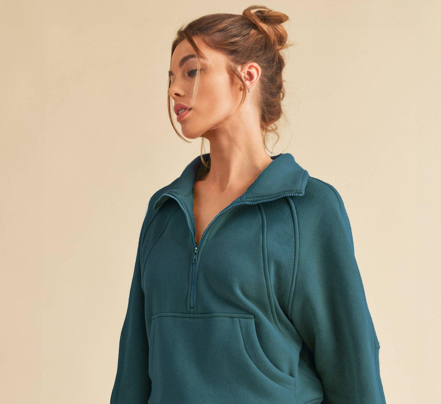 Long Funnel Neck Half Zip