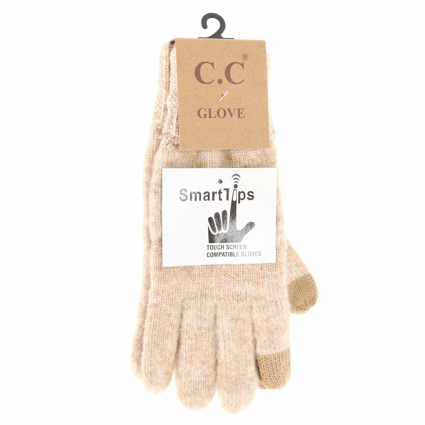 Soft Ribbed Knit Glove G2074P: Sand Multi