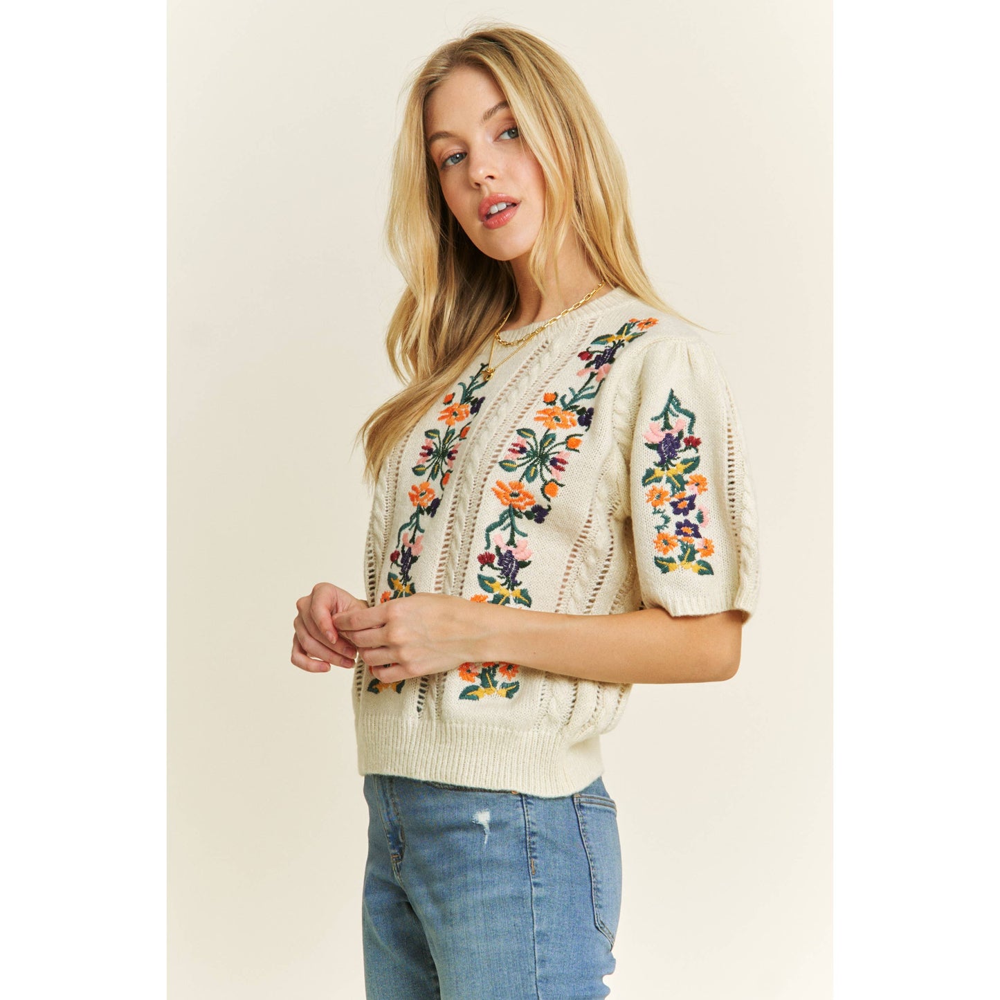 Floral Embroidery Sweater