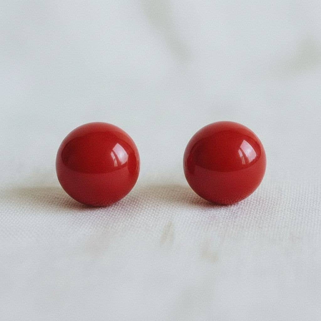 Retro Red Seed Pod Gemstone Earrings