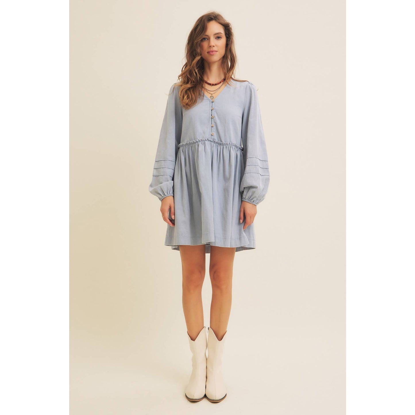 Cotton Acid Washed Mini Dress