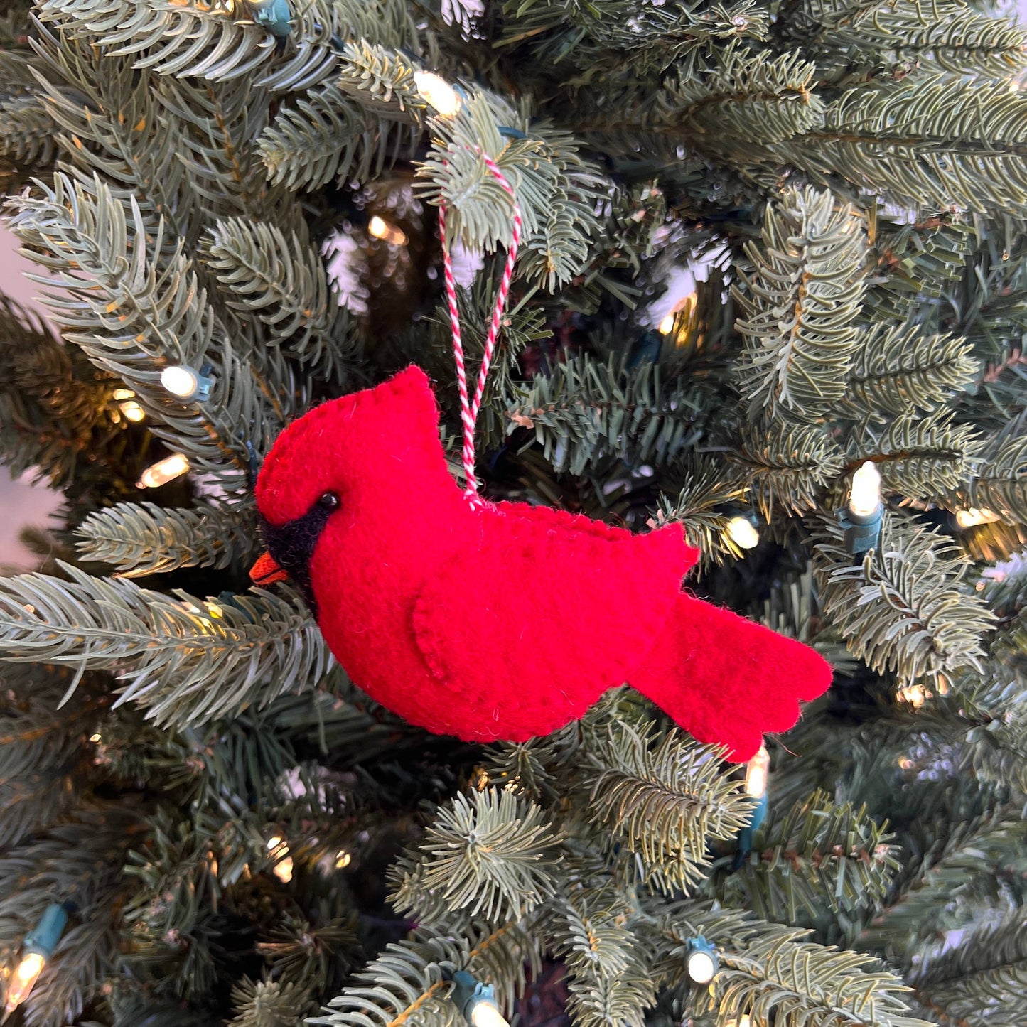 Large Cardinal Felt Wool Christmas Ornament  