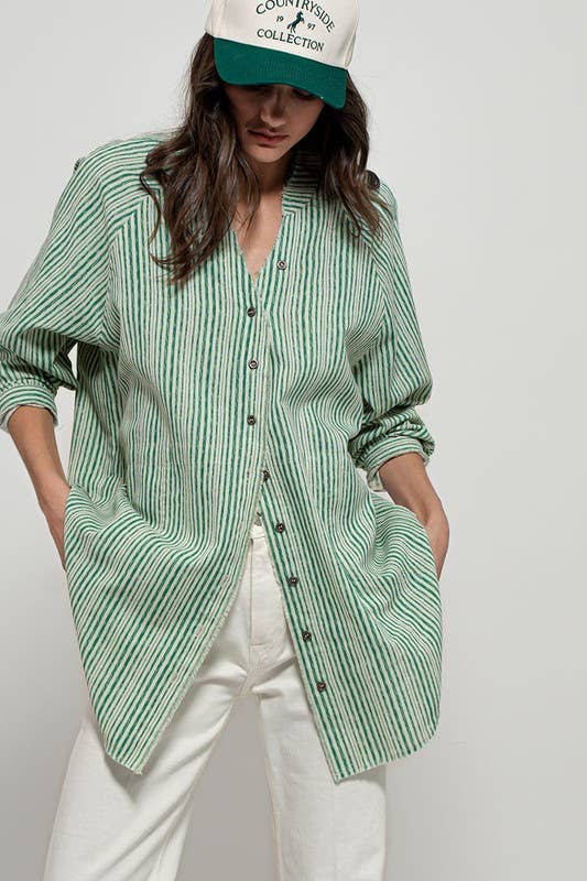 Coastal Trail Striped Linen Blouse