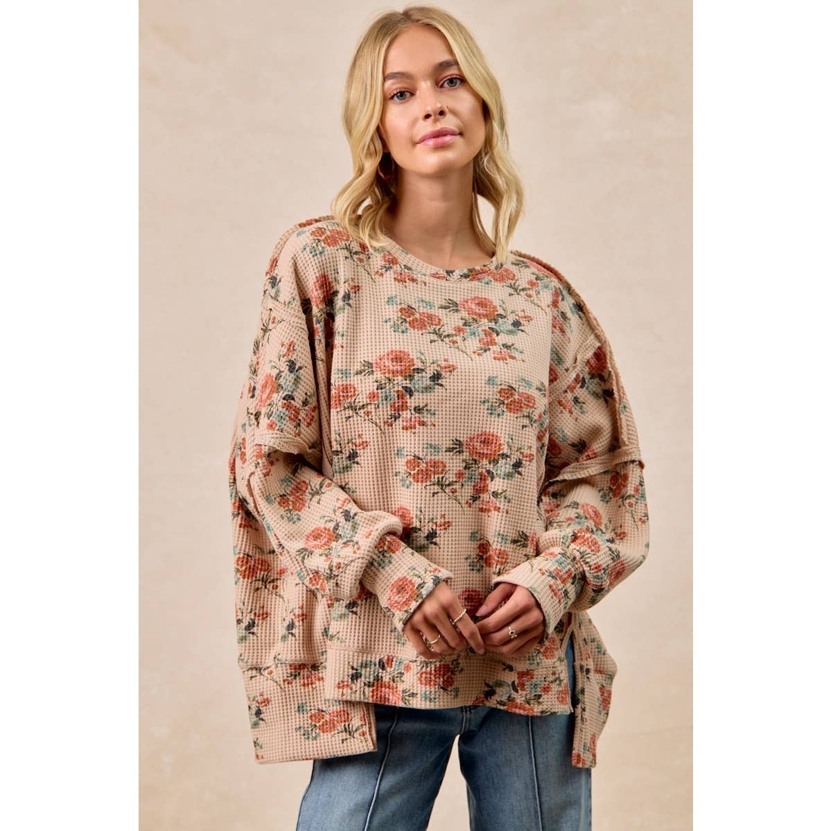 Floral Print Waffle Shirt