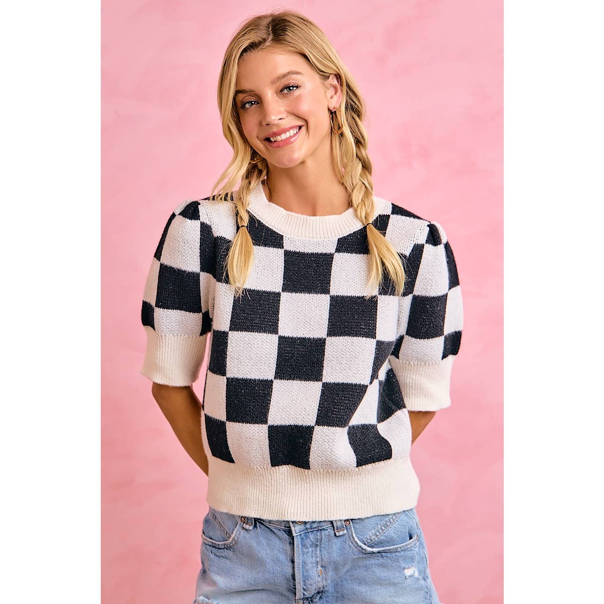 Gameday Checker Knit Top
