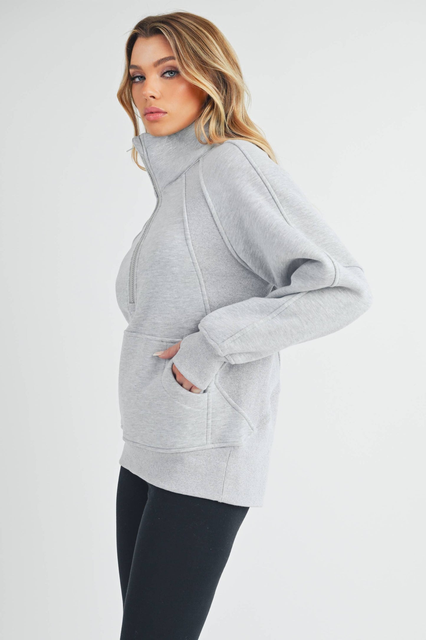 Long Funnel Neck Half Zip