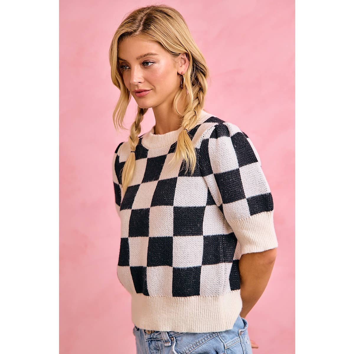 Gameday Checker Knit Top
