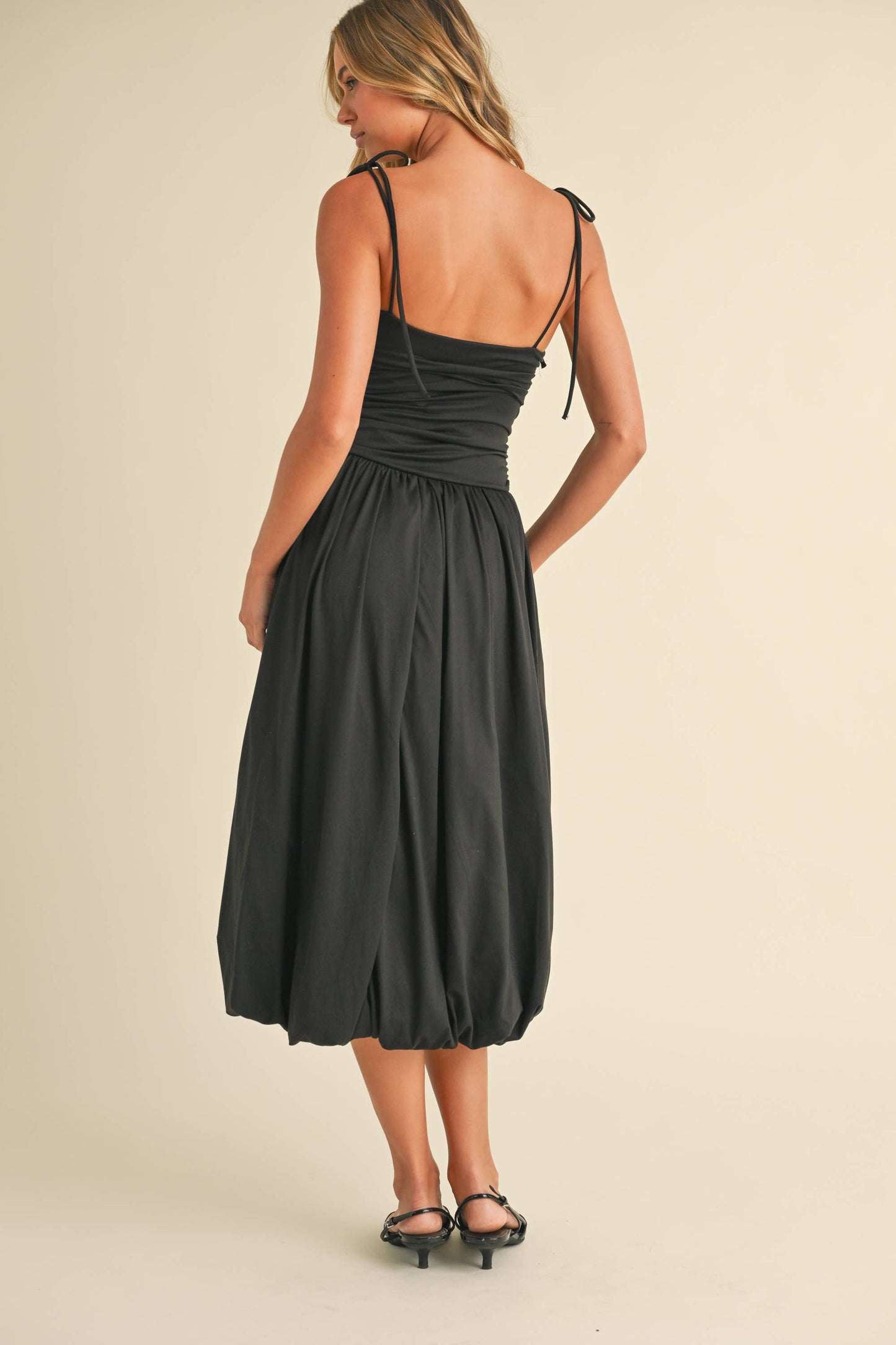 Ruched Sleeveless Top Balloon Midi Dress