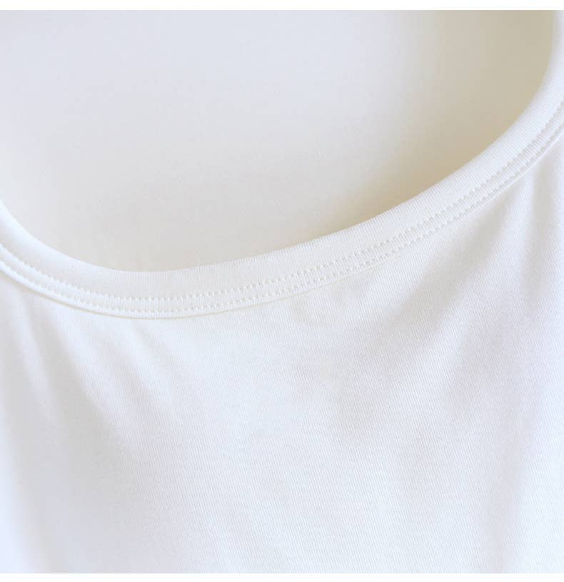Queen-anne neck cotton blend built-in bra tank top