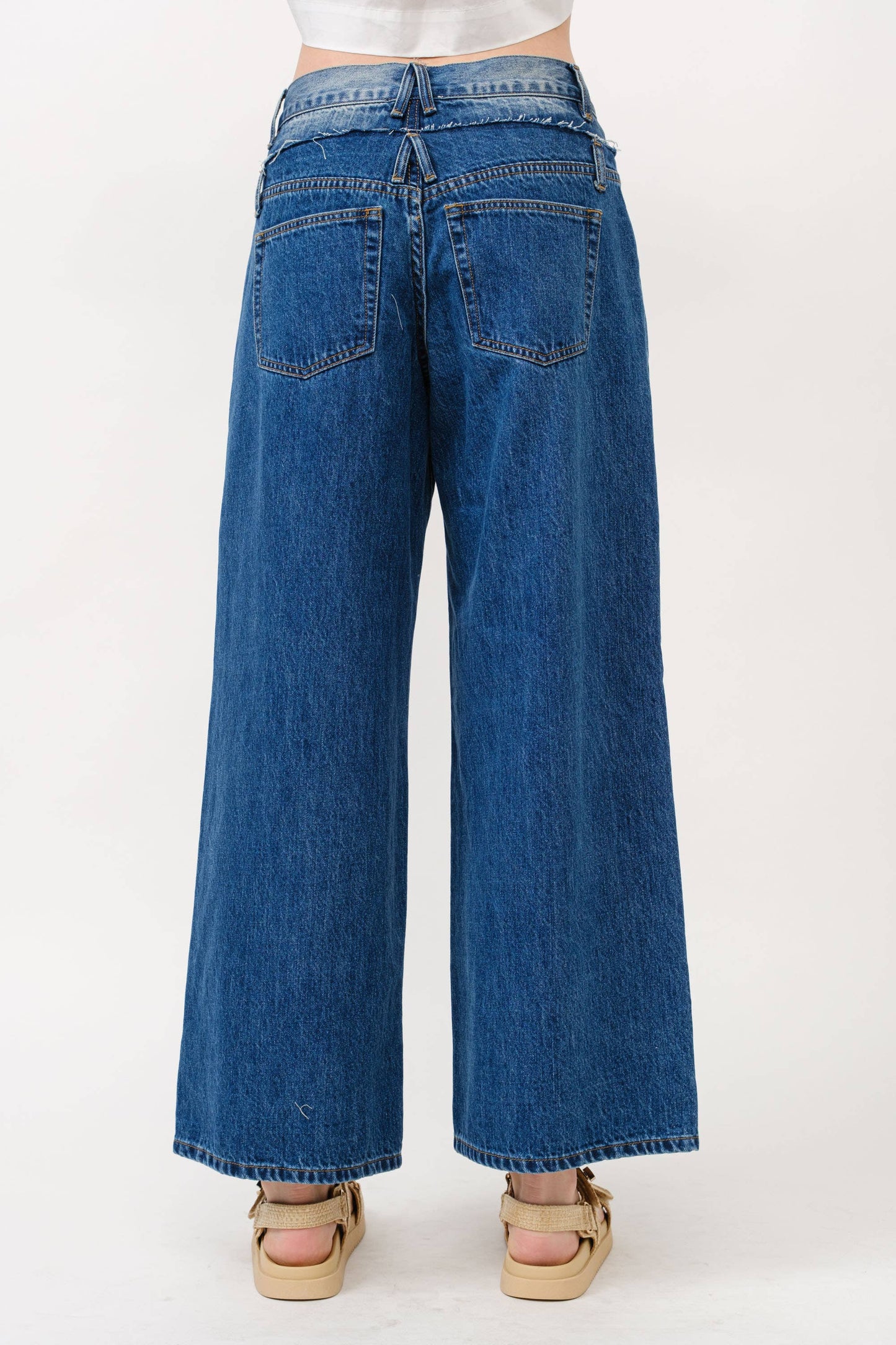 Waist Cut Wide Leg Jeans