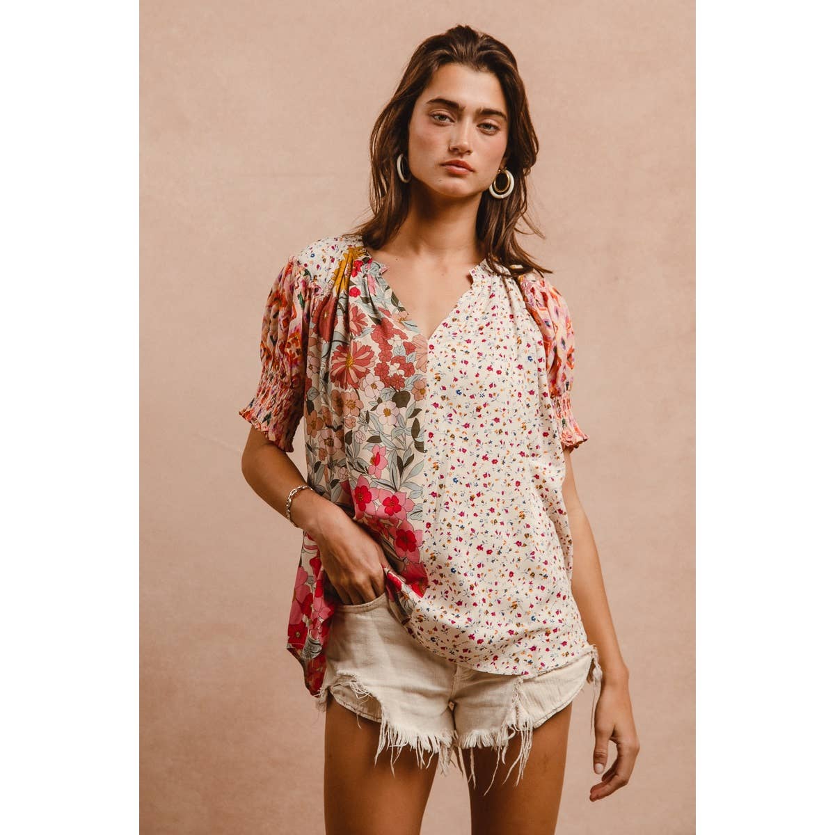 Woven Mix & Match Peasant Top
