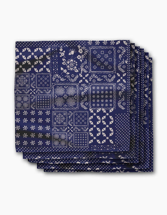 Blossoming Bandanna Blue Dinner Napkin Set