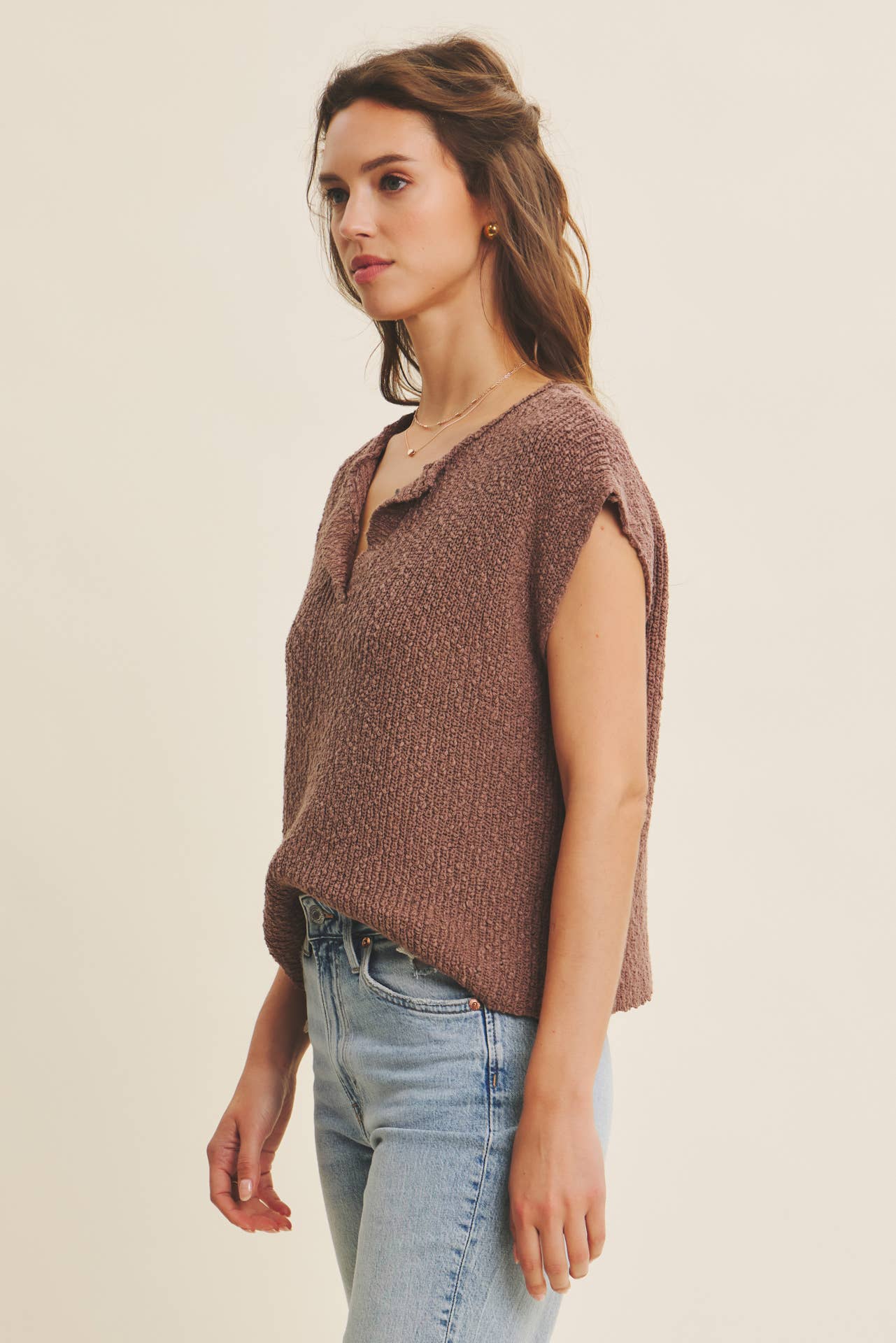 Relaxed Fit Slub Sweater Top