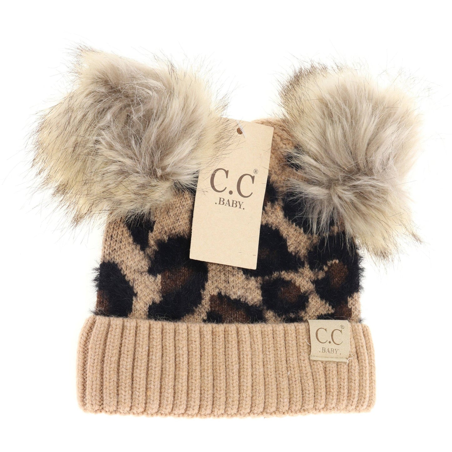 C.C Beanie BABY Leopard Double Pom Hat