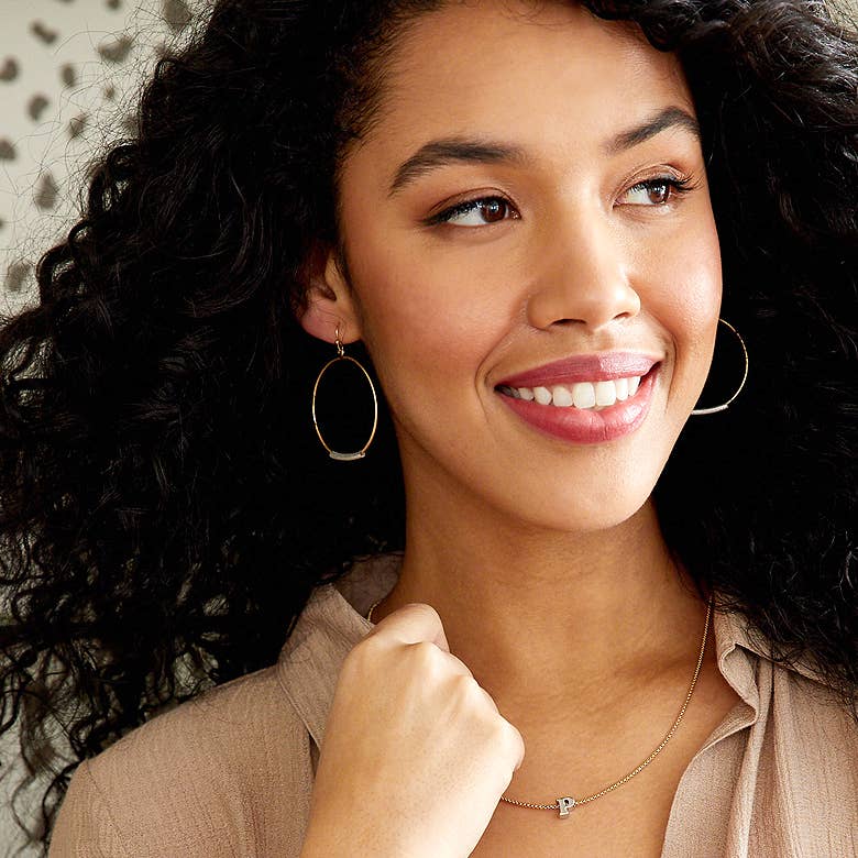 Silver Hoop with Metal Bar Earrings