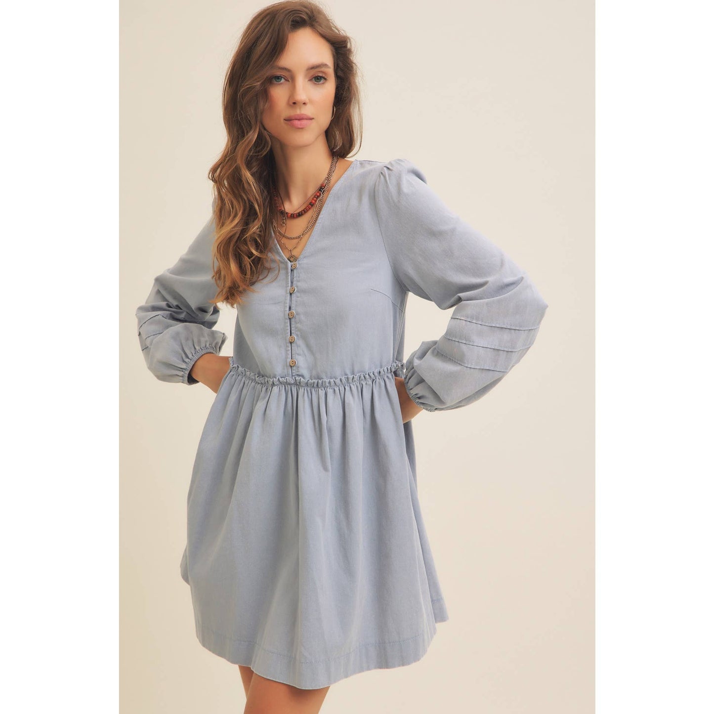 Cotton Acid Washed Mini Dress