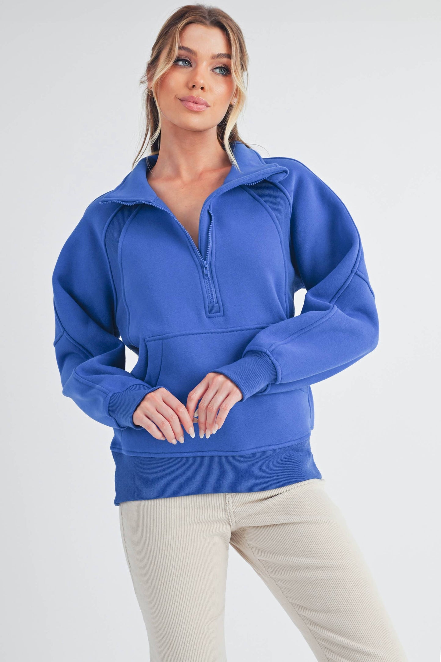Long Funnel Neck Half Zip