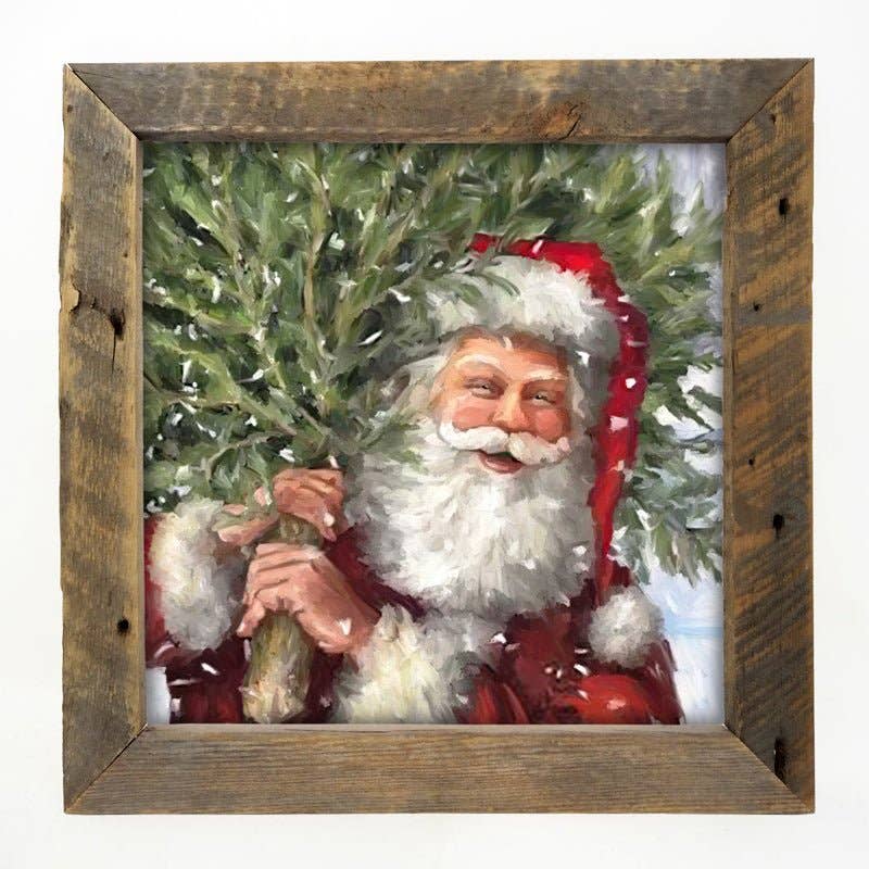 Classic Santa carrying tree